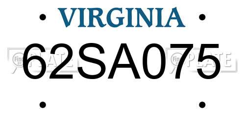 62SA075 Virginia License Plate