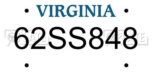 62SS848 Virginia License Plate
