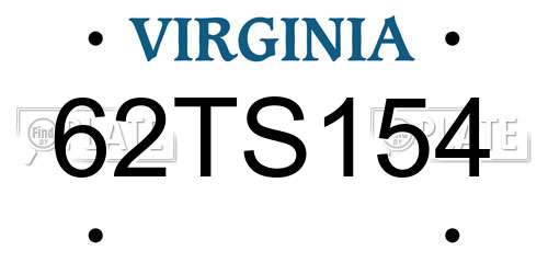 62TS154 Virginia License Plate