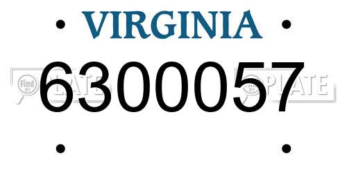 6300057 Virginia License Plate