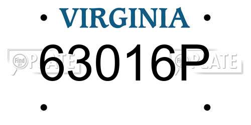 63016P Virginia License Plate