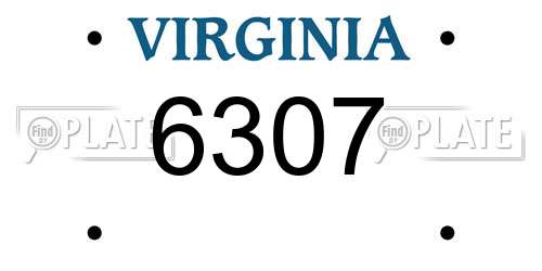 6307 Virginia License Plate