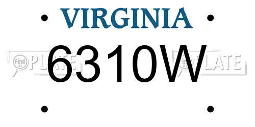 6310W Virginia License Plate