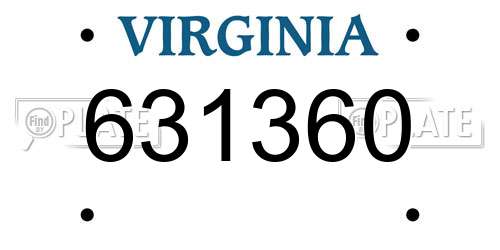 631360 Virginia License Plate