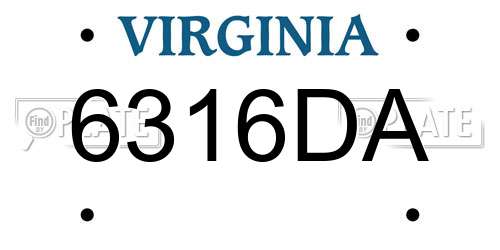 6316DA Virginia License Plate