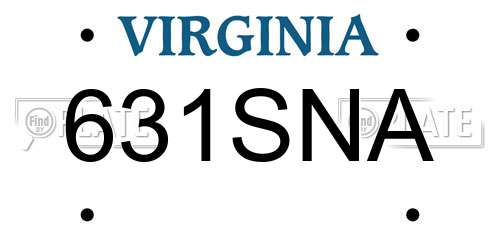 631SNA Virginia License Plate