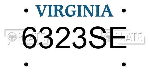 6323SE Virginia License Plate