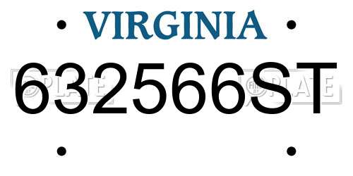 632566ST Virginia License Plate