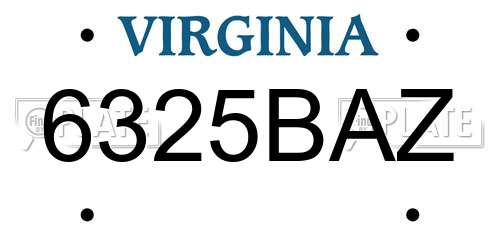 6325BAZ Virginia License Plate