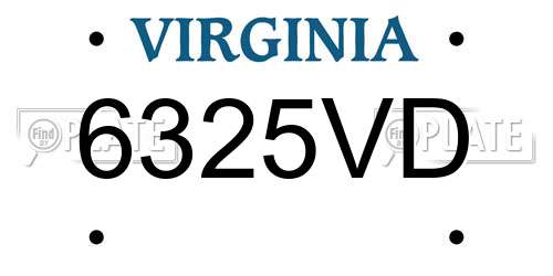6325VD Virginia License Plate