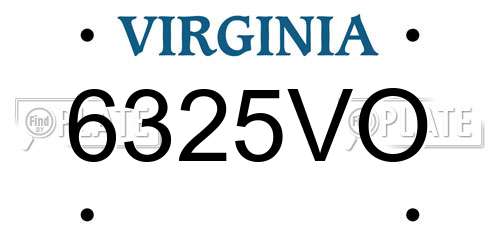 6325VO Virginia License Plate