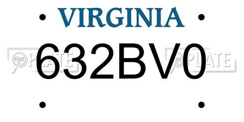 632BV0 Virginia License Plate