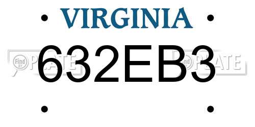 632EB3 Virginia License Plate