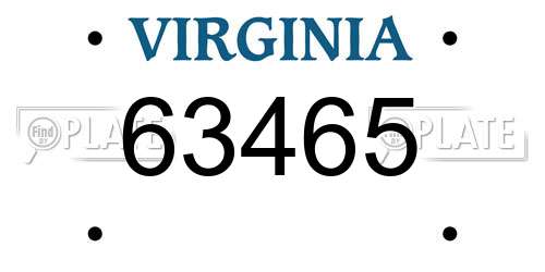 63465 Virginia License Plate