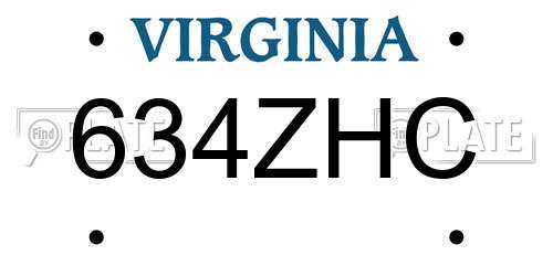 634ZHC Virginia License Plate