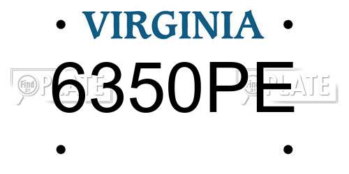6350PE Virginia License Plate