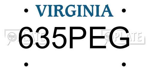 635PEG Virginia License Plate