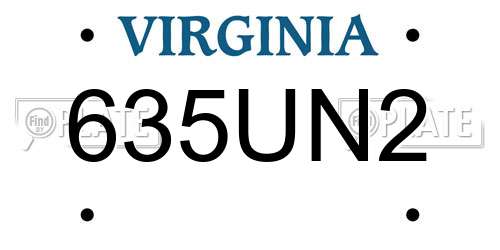 635UN2 Virginia License Plate