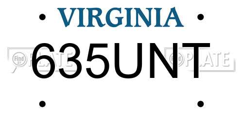 635UNT Virginia License Plate