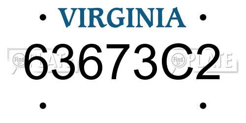63673C2 Virginia License Plate