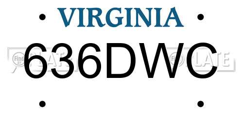 636DWC Virginia License Plate