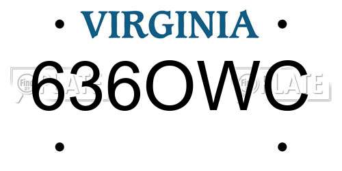 636OWC Virginia License Plate