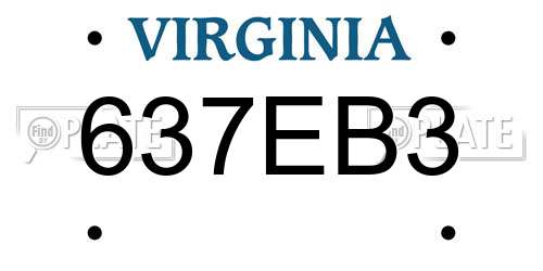 637EB3 Virginia License Plate