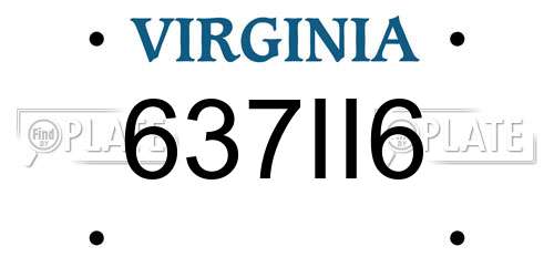 637II6 Virginia License Plate