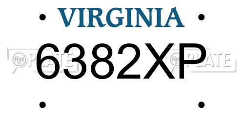 6382XP Virginia License Plate
