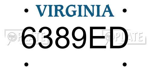 6389ED Virginia License Plate