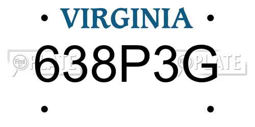 638P3G Virginia License Plate