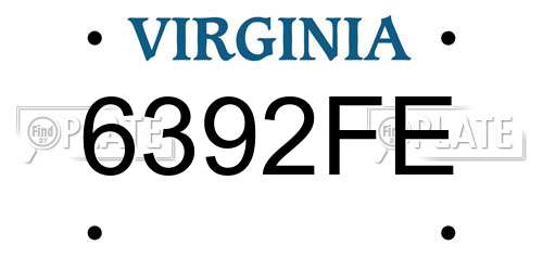 6392FE Virginia License Plate