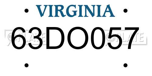63DO057 Virginia License Plate