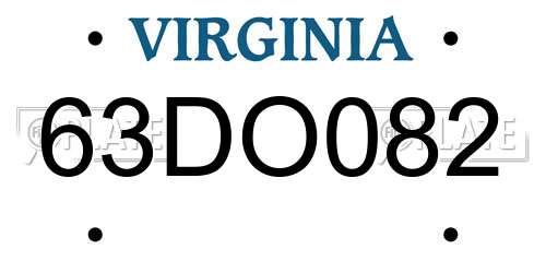 63DO082 Virginia License Plate