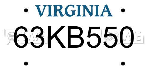 63KB550 Virginia License Plate