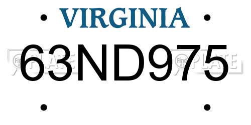 63ND975 Virginia License Plate