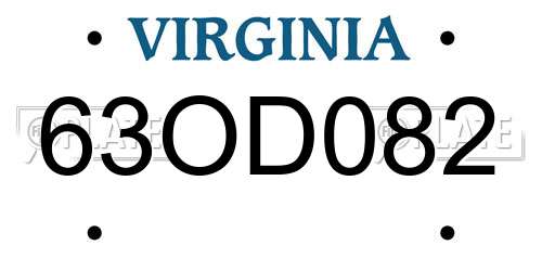63OD082 Virginia License Plate