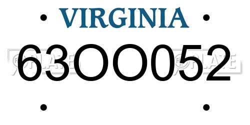 63OO052 Virginia License Plate