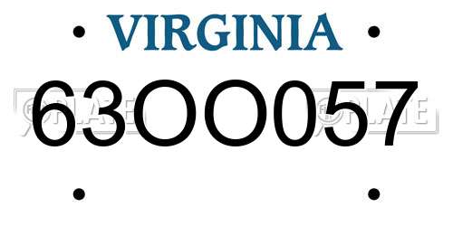 63OO057 Virginia License Plate