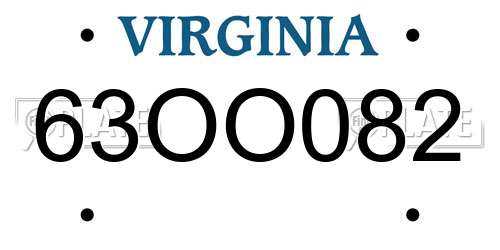 63OO082 Virginia License Plate