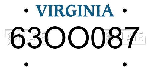 63OO087 Virginia License Plate