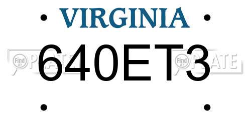 640ET3 Virginia License Plate