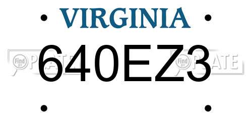 640EZ3 Virginia License Plate