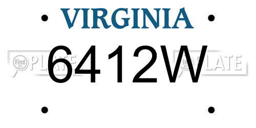 6412W Virginia License Plate