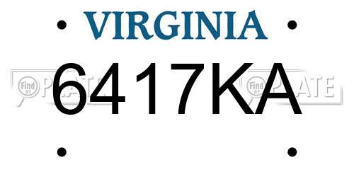 6417KA Virginia License Plate