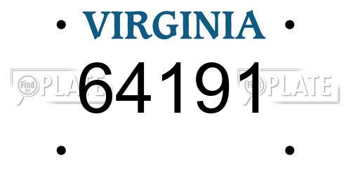 64191 Virginia License Plate