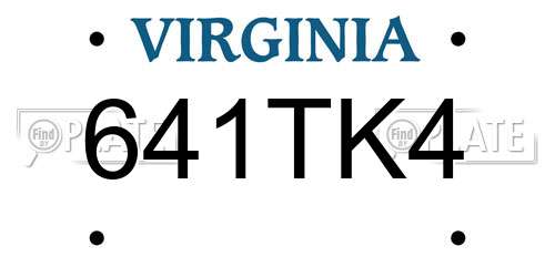 641TK4 Virginia License Plate