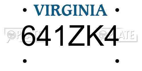 641ZK4 Virginia License Plate