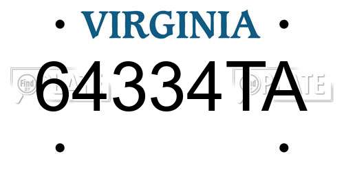 64334TA Virginia License Plate