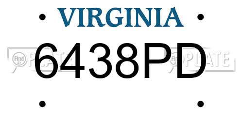 6438PD Virginia License Plate